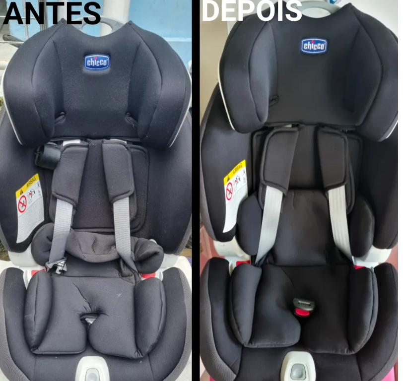 Cadeirinha infantil antes e depois