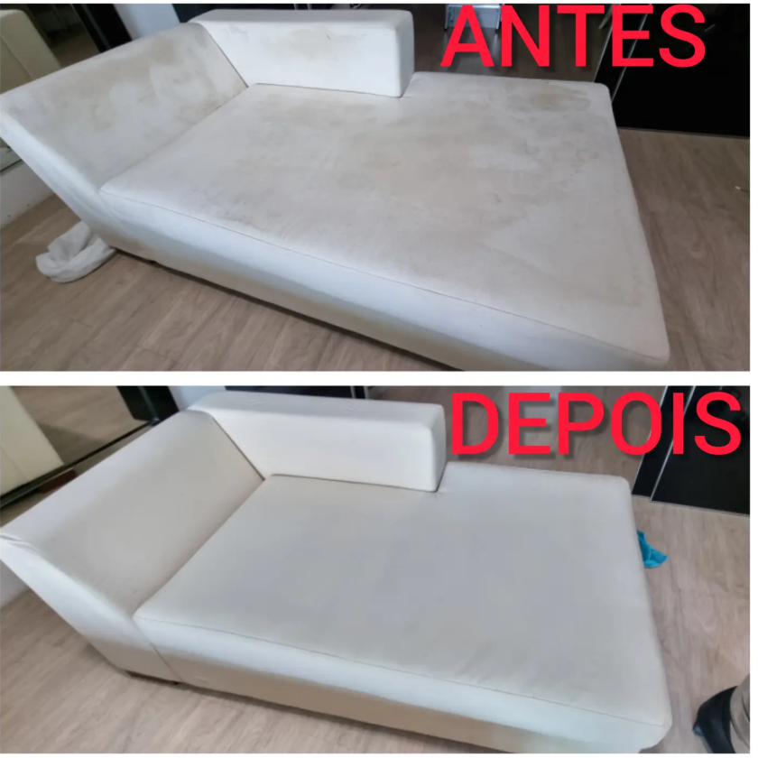 Chaise longue antes e depois da higienização JRK